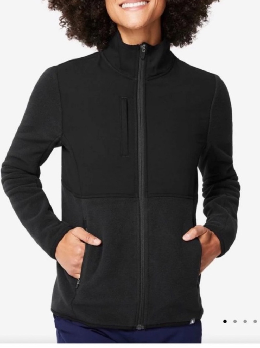 Figs On-Shift Fleece Jacket Womens M Black Full Zip Fleece Medical Dental Vet